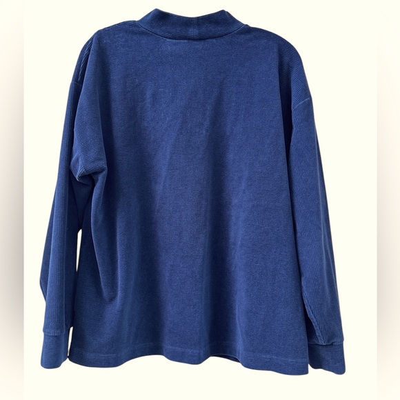 Land’s End Navy Blue Corduroy Mock Turtleneck - Picture 2 of 4